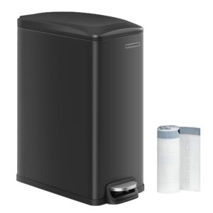 SONGMICS Küchenmülltretmülleimer 48 Liter schmal Softclose Schwarz LTB510B4802