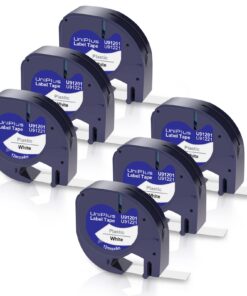 UniPlus Kompatibles Etikettenband für 91221 12mm x 4m Schwarz auf WeißLT-100H LT-110T LT-100T XR QX50 200B Etikettendruc