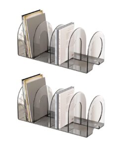 2pcs Clear Acryl Buchende für Schreibtisch 4 Abschnitte Raumsparende Display Heavy Duty Buchorganisator