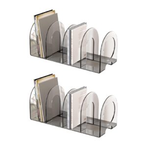 2pcs Clear Acryl Buchende für Schreibtisch 4 Abschnitte Raumsparende Display Heavy Duty Buchorganisator