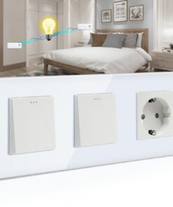 BSEED Doppel Lichtschalter mit Steckdose - Physikalische Taste - Weiß 228mm BSEED Doppel Lichtschalter 1 Fach 2 Wege m