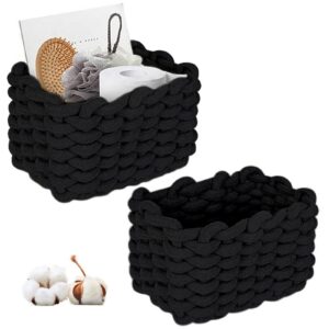 **2 Stück Baumwollseil Geflochten Geflochtener Strickkorb für Hautpflegeprodukte (Schwarz)** | **19x15x12cm Cotton Rope