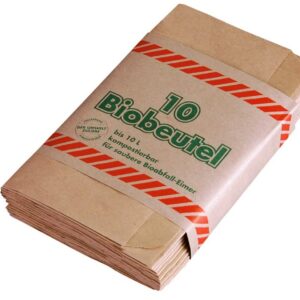 300 Bio-Papiermüllbeutel kompostierbar für Abfall, Müll und Kompost ~20x15x35cm, 10L, 30x10 Stück, ideal für ECO-Familie