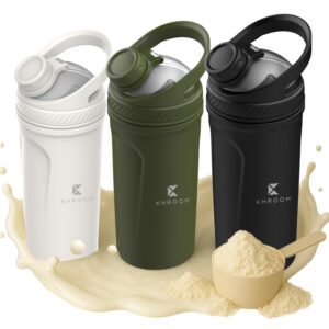Khroom Edelstahl Protein Shaker + Thermofunktion | Eiweiß Shaker für Fitness-Lovers | Spülmaschinenfest, 700ml Grün