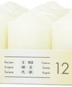 12 Stumpenkerzen Ø 40 mm · 60 mm · elfenbein "Ivory" für Zimmererfrischung und Dekoration
