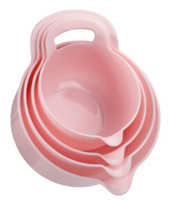 BoxedHome BPA-frei Rührschüssel mit Griff und Ausgießer (Rosa, 4er Pack) Wiederverwendbar für Küche