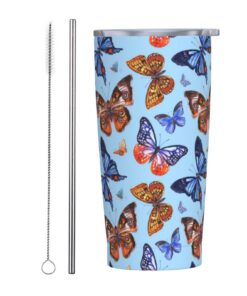 Kaireno Butterfly Tumbler Blue Butterflies Thermos für Women GeschenkCoffee Travel Mug 20oz