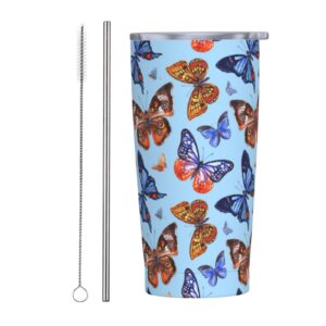 Kaireno Butterfly Tumbler Blue Butterflies Thermos für Women GeschenkCoffee Travel Mug 20oz
