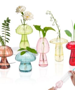 WRENYZK Pilzglas-Vasensatz 6er Set mit Reinigungsbürste – Einzigartiges Design für Blumenarrangements langlebig & stilvo