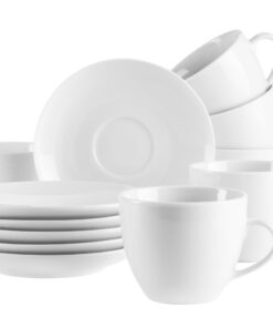 MÄSER Serie Barca Kaffeetassen Set für 6 Personen aus weißem Porzellan