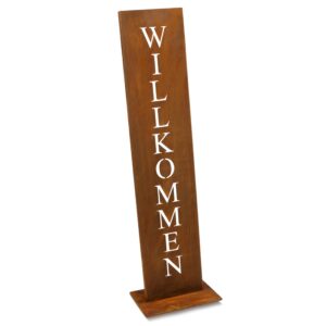 Rostikal Willkommen Deko Schild - Robustes und stilvolles Türschild - Perfekte Wohndeko für drinnen und draußen