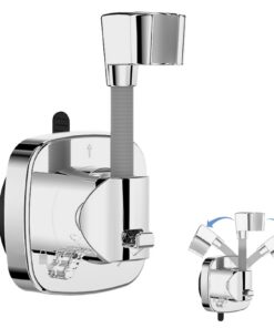 360° Drehbare Silber Duschkopfhalterung ohne Bohren | Wiederverwendbar | Für Alle Duschkopf Modelle | Dusche und Handbra