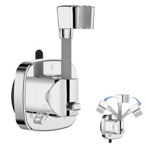 360° Drehbare Silber Duschkopfhalterung ohne Bohren | Wiederverwendbar | Für Alle Duschkopf Modelle | Dusche und Handbra