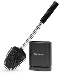 Fowooyeen Silikon Klobürste Schwarz + Wandmontage ohne Bohren + Herzförmiger Flachkopf für WC