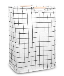Fousenuk Wäschekorb Faltbar Waschkorb Schwarz-Weißes Gitter 39×53×27 cm Schlafzimmer Badezimmer Fousenuk Faltbar Waschko