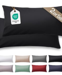 Blumtal Mako Satin Kissenbezug 40x60 Baumwolle Schwarz - 2er Set - Edle Glanzoptik undcomforts für Your Home - OEKO-TEX