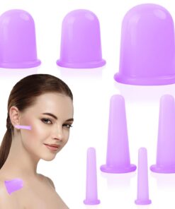 Mecmbj Schröpfgläser Silikon für Gesichtsschröpfen - Vakuumnäpfe mit Aufbewahrungstasche & Körpermassage (Lila) Mecmbj