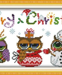 Awesocrafts Weihnachten Eulen Stickpackungen für Anfänger Vorgedruckt 12pcs