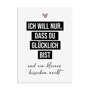 Nastami Valentinskarte Postkarte - Liebe & Freude fürihn Valentinstag (kleines bisschen NACKT) Nastami Valentinskarte