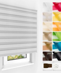 Estika Doppelrollo mit Bohren nach Maß für Fensterrollo und Jalousien Fenster, 27 Farben, 50-149 cm Breite, 150 cm und 2