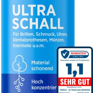 PRINOX® Ultraschallreiniger Konzentrat - Extrem energiebig - Für Brille, Schmuck, Gebiss & Kleinteile - Hocheffektiv für