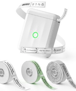 NIIMBOT D110 Mini Etikettendrucker für Zuhause & Schule - Bluetooth Label Printer, 3 Etikettenrollen, Weiß