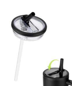 Stanley Cup Ersatzdeckel Flip Straw für 40oz Becher - 2 Stück Wasserdicht mit Halmen (Schwarz)