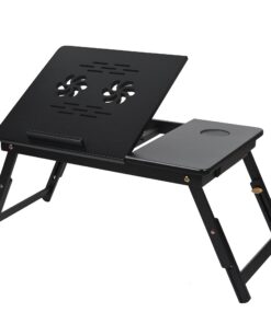VASMIA Bambus Laptoptisch für Bett und Couch, zusammenklappbar, Höhenverstellbar, schwarz