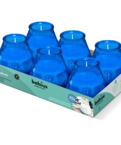 Bolsius Outdoor Kerzen - 6 Stück - Im Glass - Für Abendgemütlichkeit - 70 Stunden Brenndauer - Baumwolldüfte - Ohne Palm
