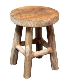 Spetebo Teak Blumenhocker - Echtholz - für Outdoor-Setup - Schonend für den Garten - 22 x 17 cm rund - 4 Füße - Massivho