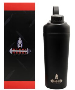 Steel Rebel - Hochwertiges Protein-Eiweiß-Shaker Doppelwandig Isoliert - Ideal für Fitness-Lovers - Home Workout - 900ml
