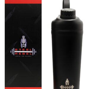 Steel Rebel - Hochwertiges Protein-Eiweiß-Shaker Doppelwandig Isoliert - Ideal für Fitness-Lovers - Home Workout - 900ml