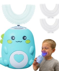 360º Ultraschall-Zahnbürste Kinder, 2-Köpfige Silikonbürste U-Form, wiederaufladbar & wasserdicht – für Zuhause & Reisen