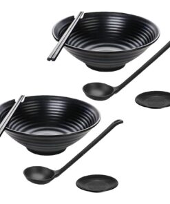 Nudelschalen Set - Japanische Groß Mattierte Mit Dip Untersetzern - Für Asiatisches Essen & Pasta, Modisch &Functional F