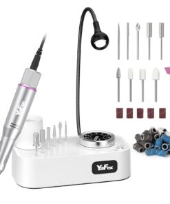 YaFex 35000 U/Min Elektrische Nagelfräser für Gelnägel mit LED Lampe und 11 in 1 Feile Set für Professionelle Maniküre u