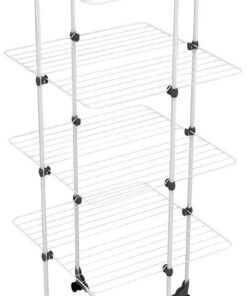 Vileda Mixer 4 Wäscheständer - 40m Leinenlänge, 4-Ebenen-Design, Flex-Gelenk, rollbar, robust Stahl