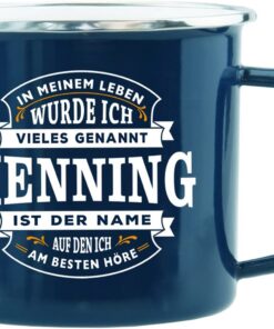 History & Heraldry Echter Kerl Emaille Becher - Personalisierte Tasse mit Name & Spruch für Männer