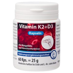 Pharma-Peter VITAMIN K2 MK7 200 mg + D3 Kapseln für Erwachsene zur Knochenstärkung und Calcium-Transportoptimierung, 60