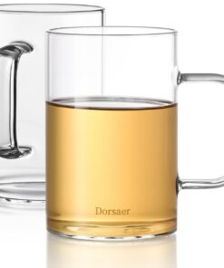 Dorsaer 480ml Spülmaschinenfestes Borosilikatglas Teegläser, Flacher Boden, Groß für Espresso, Latte, Macchiato und Capp