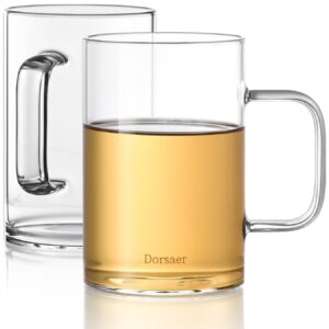 Dorsaer 480ml Spülmaschinenfestes Borosilikatglas Teegläser, Flacher Boden, Groß für Espresso, Latte, Macchiato und Capp