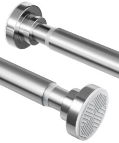 Edelstahl Duschvorhangstange ohne Bohren, Verstellbar 70-195cm, Rostfrei für Badezimmer