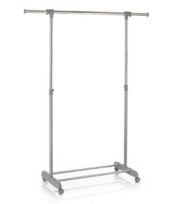 CARO-Möbel Grauer Rollgarderobe mit Höhen- und Ausziehbarkeit | CARO-Möbel SALA Garderobenwagen - Grundgerüst und Flexi