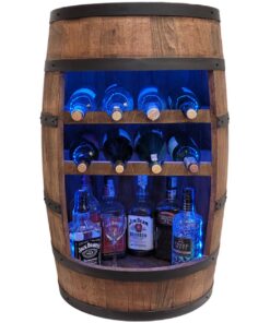 weeco Fass Bar RGB LED Beleuchtung Vintage 80cm Holzfass Weinregal