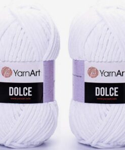 YarnArt Dolce-Garn, 100 % Mikro-Polyester, für Baby, für Knüpfen, 2 x 100 g, 260 Meter Sperrgarn, 741 Weiß