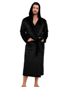 EK4YDNDS Herren Fleece Bademantel mit Kapuze Spa