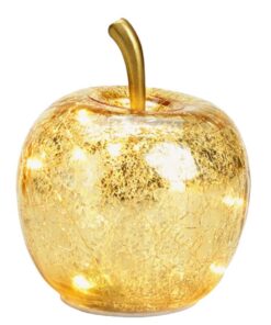 G. Wurm Dekoleuchte Apfel (XS) Glas, Gold - LED Lichterkette, Dekolampe für dein Zimmer, Tischleuchte mit Apfel Design