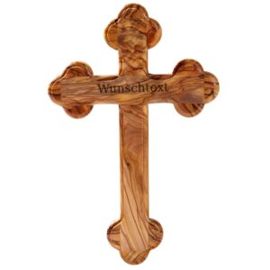 Wandkreuz aus Olivenholz zum Aufhängen, schlicht mit runden Kanten,ideal für Firmung, Taufe und Kommunion (13 cm) | Kru