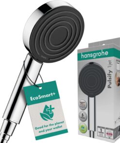 Hansgrohe Pulsify S Wassersparender Duschkopf 6 l/min EcoSmart+, Chrom, Sparduschkopf Antikalk-Funktion, runde Handbraus