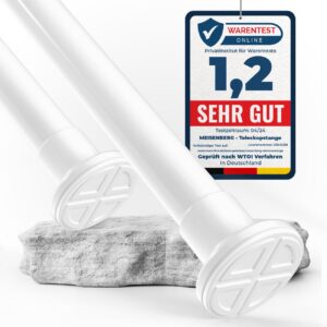 MEISENBERG Weiß Telestange - Gardinenstange ohne Bohren - Ideal für Spannstange, Duschstange und Klemmstange (70-120cm)