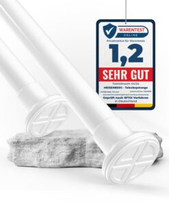MEISENBERG Gardinenstange ohne Bohren Teleskopstange Ø 25 mm Weiß (70-120 cm)